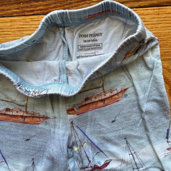 Posh Peanut Skip Blue Sailboat Classic Pajama Set Size 18-24 Month - Picture 12 of 13